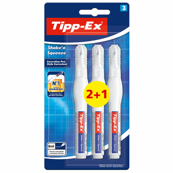 Tipp-Ex Shake’n Squeeze korektor w piórze blister 2+1 sztuka