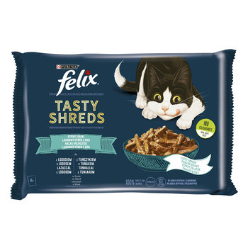 FELIX TASTY SHREDS Mix karmy dla kota Łosoś Tuńczyk (4x80g)