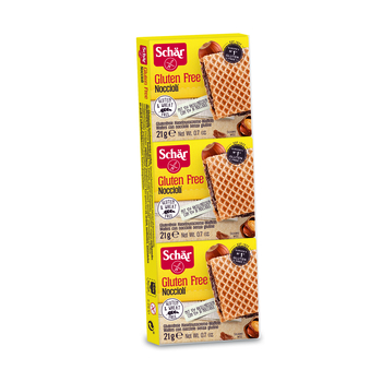 BEZGLUTENOWE WAFELKI Z KREMEM Z ORZECHÓW LASKOWYCH 63G